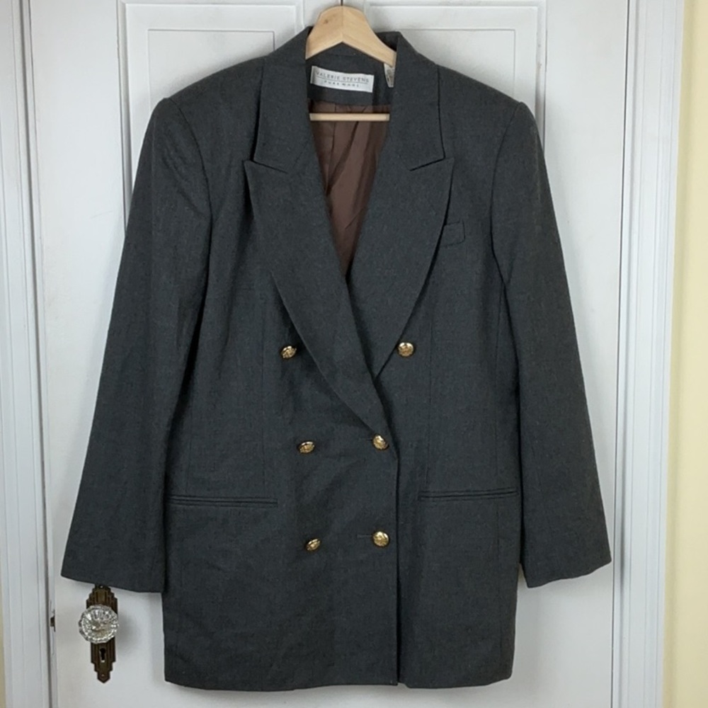 Vintage Women’s Wool Double Breasted Blazer Jacket Gold buttons Size 12